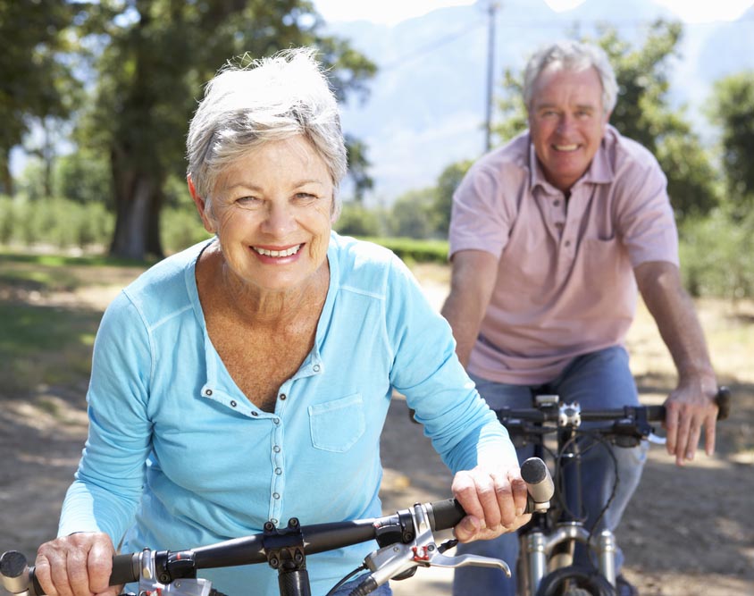 Senior couple on country bike ride Senior couple on country bike ride